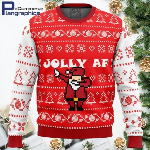 jolly af all over print ugly christmas sweater 1 pwujj3