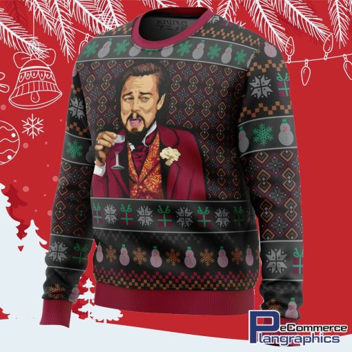 laughing leo dicaprio meme all over print ugly christmas sweater 2 vnk96i