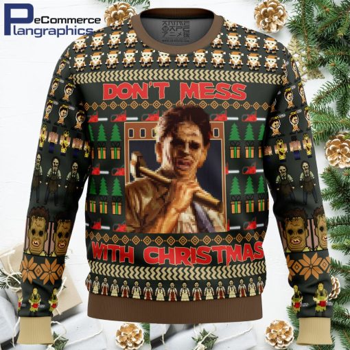 leatherface texas chainsaw massacre all over print ugly christmas sweater 1 ycaguu