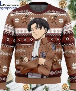 levi ackerman attack on titan all over print ugly christmas sweater 1 woxlwh