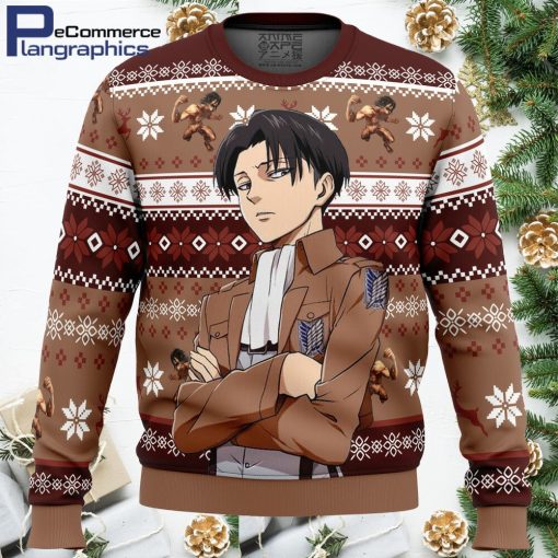 levi ackerman attack on titan all over print ugly christmas sweater 1 woxlwh
