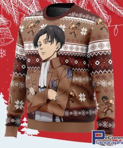 levi ackerman attack on titan all over print ugly christmas sweater 2 bocut2