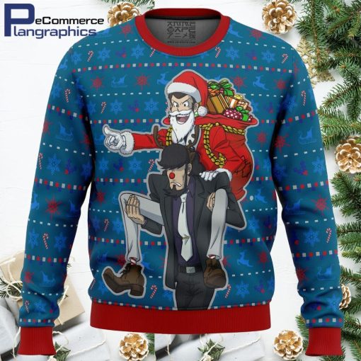 lupin the 3rd run run rudolph ugly christmas sweater 1 s4mpgb