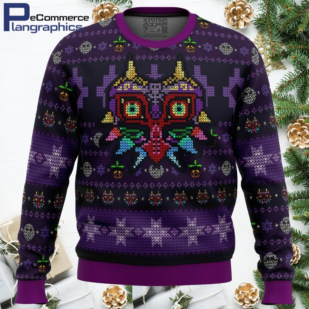 Majoras Mask Seamless Pattern Legend Of Zelda Ugly Christmas Sweater