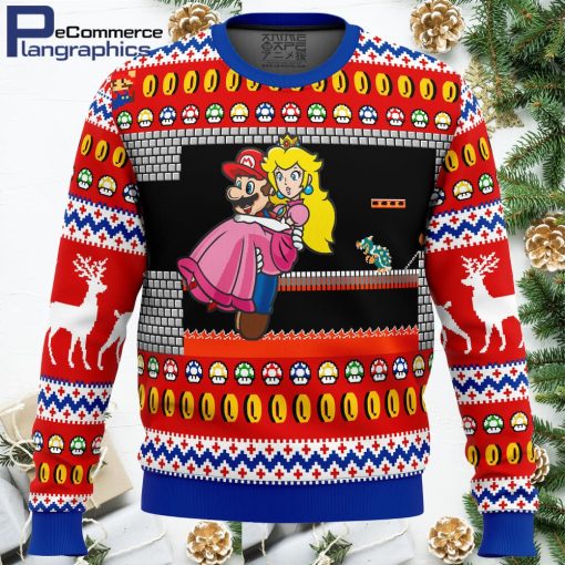 mario bowsers castle all over print ugly christmas sweater 1 fqkkoj