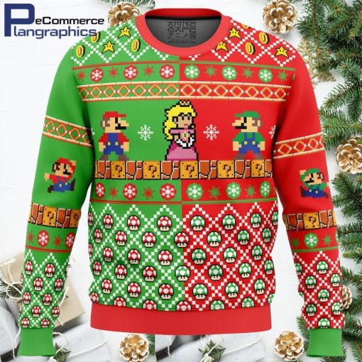mario bros all over print ugly christmas sweater 1 bkn7io