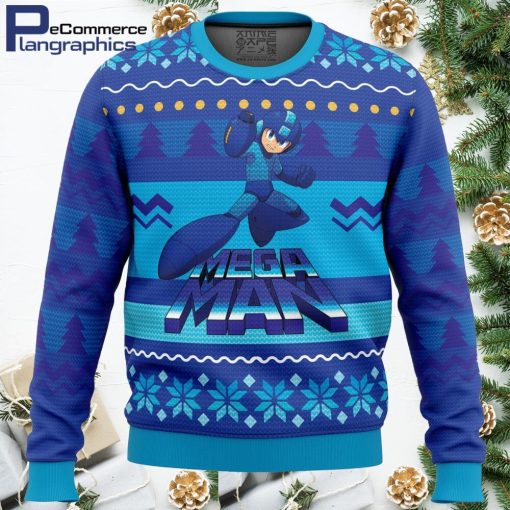 mega man all over print ugly christmas sweater 1 nshhgh
