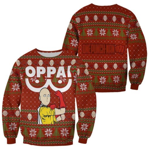 saitama oppai one punch man anime ugly sweatshirt sweater 1 ozogxm