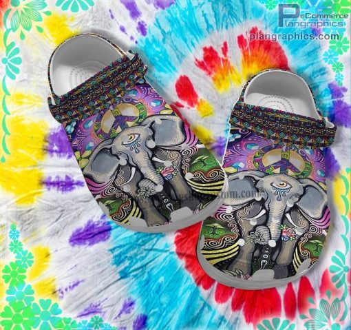elephant boho trippy peace crocs clog shoes customize name E8hmO