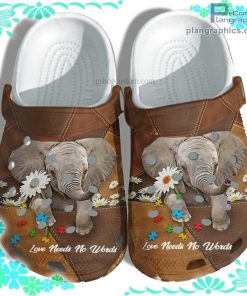 elephant daisy flower leather crocs clog shoes Qi92C