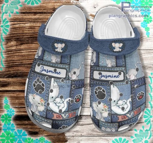 elephant grandma and grandaughter jean crocs clog shoes customize name dourB