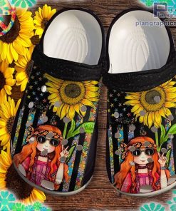 hippie daughter gifts sunflower hippie girl crocs clog shoes customize name Ho3Rv