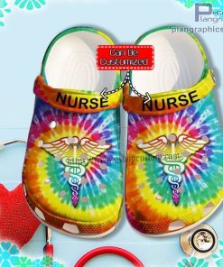 hippie nurse rainbow color crocs clog shoes customize name z3t4V