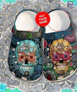 hippie sugar skull boho crocs clog shoes customize name z7EsW