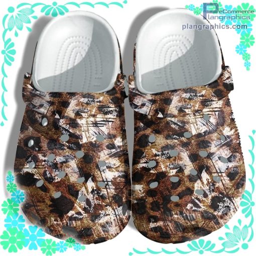 vintage leopard pattern crocs clog shoes M1N20