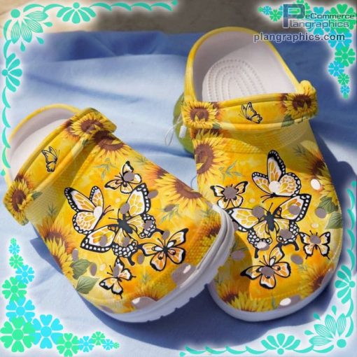 yellow butterfly sunflower crocs clog shoes 78bz6