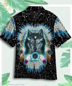 aborigine style black wolf in galaxy hawaiian shirt gVlZL