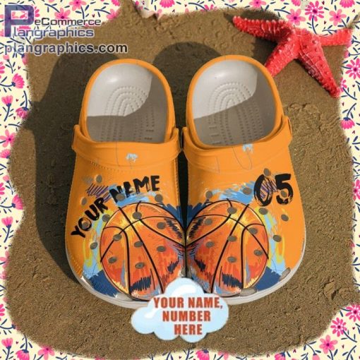 basketball crocs basketball custom name 26 number orange clog shoes 1 MjzPn
