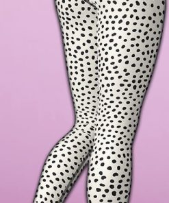 beige polka dot pattern yoga leggings 3 Xn9XM