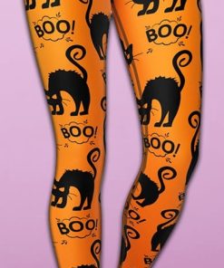 black kitty halloween yoga leggings 1 t9A76