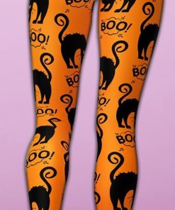 black kitty halloween yoga leggings 3 hptb7