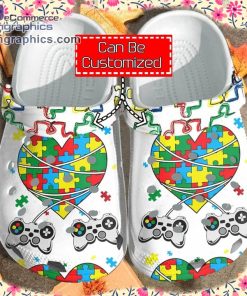 custom crocs personalized puzzle heart autism gamer clog shoes 1 MsgfQ