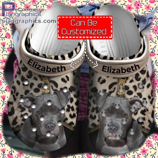 dog crocs pitbull lovers personalized crocs shoes with leopard pattern 1 Sc2ND