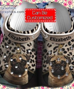 dog crocs pug lovers personalized crocs shoes with leopard pattern 1 u8pnv