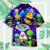 funny aliens eat pizza on their planet aloha hawaiian shirts gB9tk