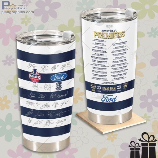 geelong cats afl 2022 premiers guernsey with team signatures tumbler 1 eNPGl