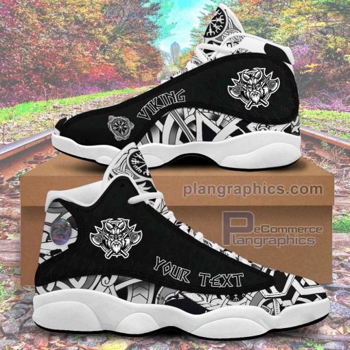 jd13 shoes custom black and white head with shield and axe sneakers sJCDC