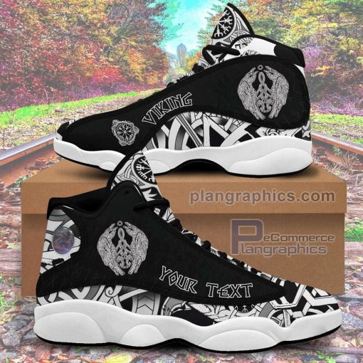 jd13 sneaker custom raven catching sun reflection celtic knot black and white sneakers glxT4