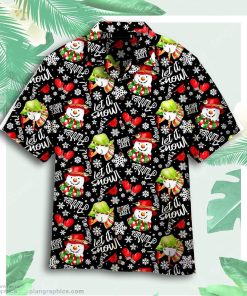 let it snow santa black pattern aloha hawaiian shirts 64sG3
