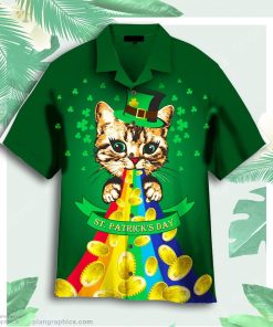 lucky cat happy st patricks day aloha hawaiian shirts aXPTi