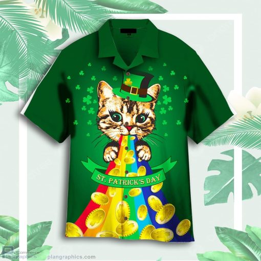 lucky cat happy st patricks day aloha hawaiian shirts aXPTi