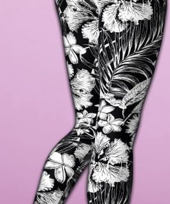 monochrome floral yoga leggings 3 5cHwP