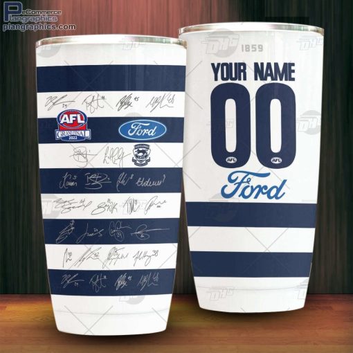 personalised afl geelong cats grand final team signatures guernsey tumbler 3 plM0p