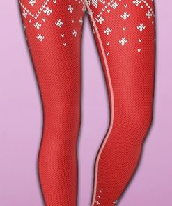 red knitted print christmas yoga leggings 1 8mEpv