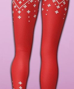 red knitted print christmas yoga leggings 3 H2v1J