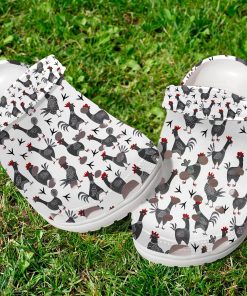 roosters on the white crocs clogs shoes 1 kR13T