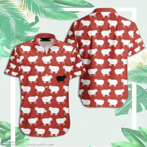 sheep black and white aloha hawaiian shirts mggN2