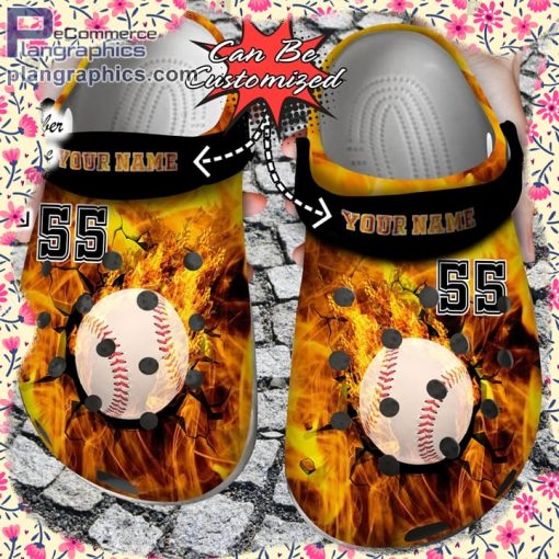 sport crocs personalized fire baseball crack ball overlays clog shoes 1 uExAR
