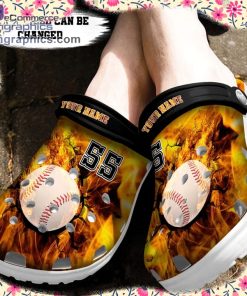 sport crocs personalized fire baseball crack ball overlays clog shoes 2 zjVcn