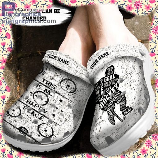 sport crocs personalized hockey player this is my happy place clog shoes 2 9TnVS