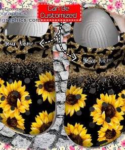 sunflower crocs personalized sunflowers glitter leopard clog shoes 1 jh0E4