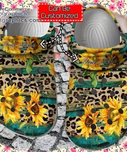 sunflower print crocs rustic sunflower tea wood leopard clog shoes 1 sMEe6