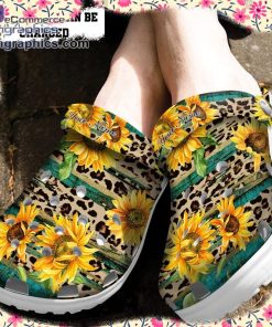 sunflower print crocs rustic sunflower tea wood leopard clog shoes 2 N0Dfx
