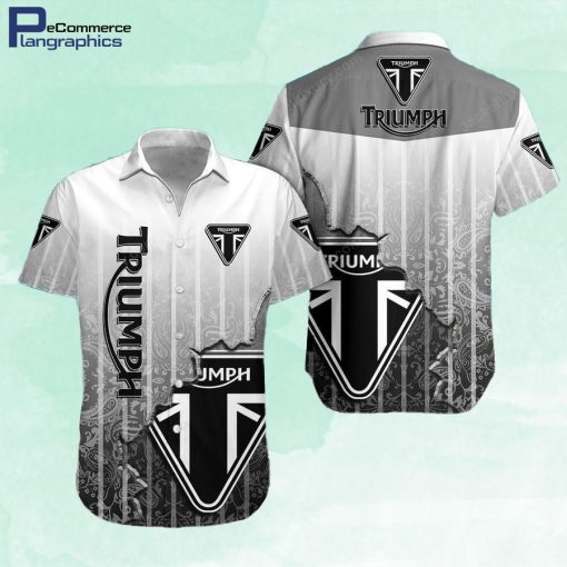 triumph motorcycles black white pattern hawaiian shirt ld87tu
