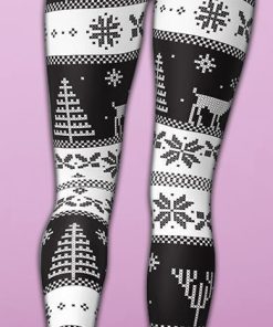 vintage black 26 white christmas yoga leggings 4 IfXOK