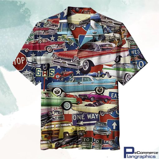 vintage car collage hawaiian shirt dcyczc